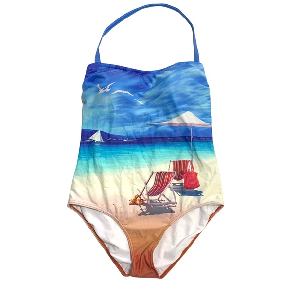 NWOT CM&S Women’s Ocean Print One Piece Bathing Suit Size US XL UK 16 - Picture 1 of 8